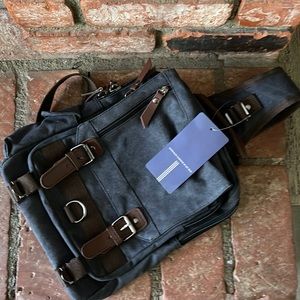 Black canvas messenger bag/tote